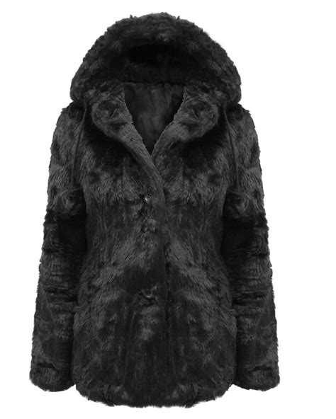 Women's Black Faux Fur Coats 